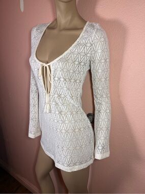 Wild Fable White Crochet Knit Cover Up Dress
